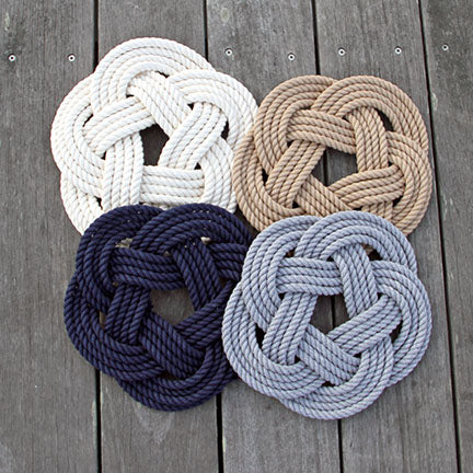 Nautical Sailor Knot Trivet, Natural Cotton Rope, Large Wholesale