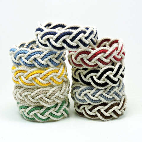 Striped Sailor Bracelet, Mostly White w/ Color Stripe Wholesale - Mystic Knotwork nautical knot