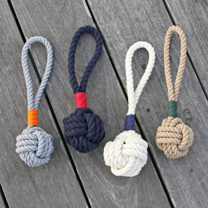 Small Monkey Fist Rope Dog Toy White, Gray, Tan or Navy Blue Wholesale